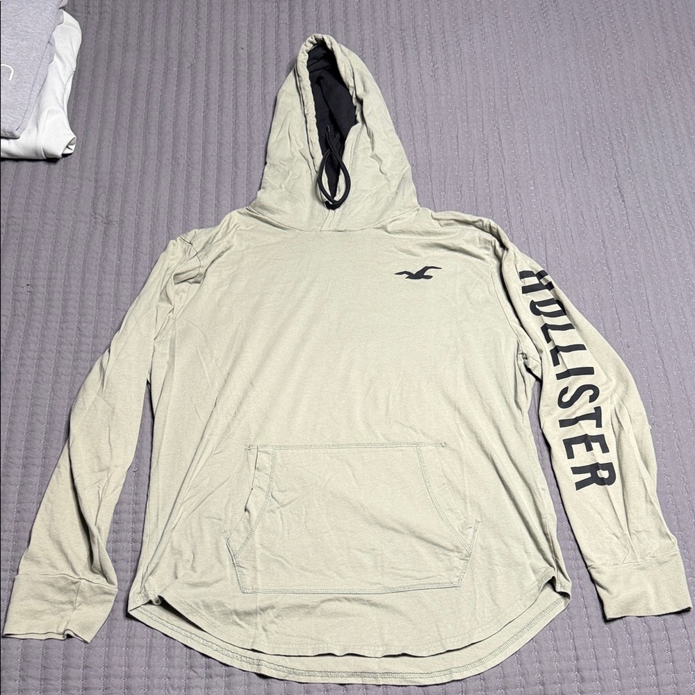 Hollister Light Green Hoodie with Black Logo
